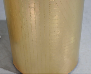 Vintage Brass Drum Metal Wrapped Side Tables - a Pair