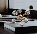 Modern Molecular Cluster Crystal Ball Decorative Orb with Gold Accents