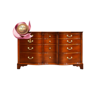 Paint to Order Mid Century Georgian Mahogany Serpentine Dresser with Brass Bail Hardware