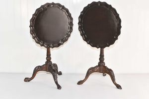 Victorian Mahogany Tilt Top Side Pie Crust Table - A Pair