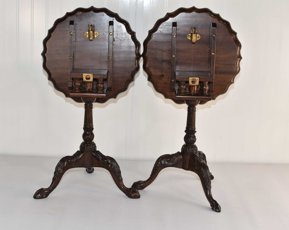 Victorian Mahogany Tilt Top Side Pie Crust Table - A Pair