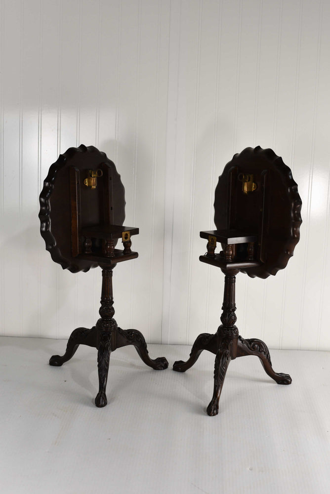 Victorian Mahogany Tilt Top Side Pie Crust Table - A Pair