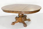 Victorian R. J. Horner and Co. Oak Pedestal Carved Lion Head Dining Table Single Leaf