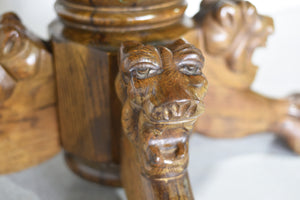 Victorian R. J. Horner and Co. Oak Pedestal Carved Lion Head Dining Table Single Leaf