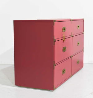 Vintage 6 Drawer Campaign Dresser in Pink by Homan Furniture - Newly Painted