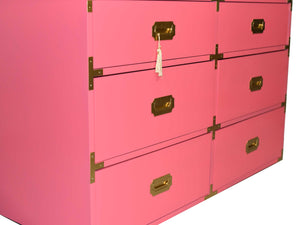 Vintage 6 Drawer Campaign Dresser in Pink by Homan Furniture - Newly Painted