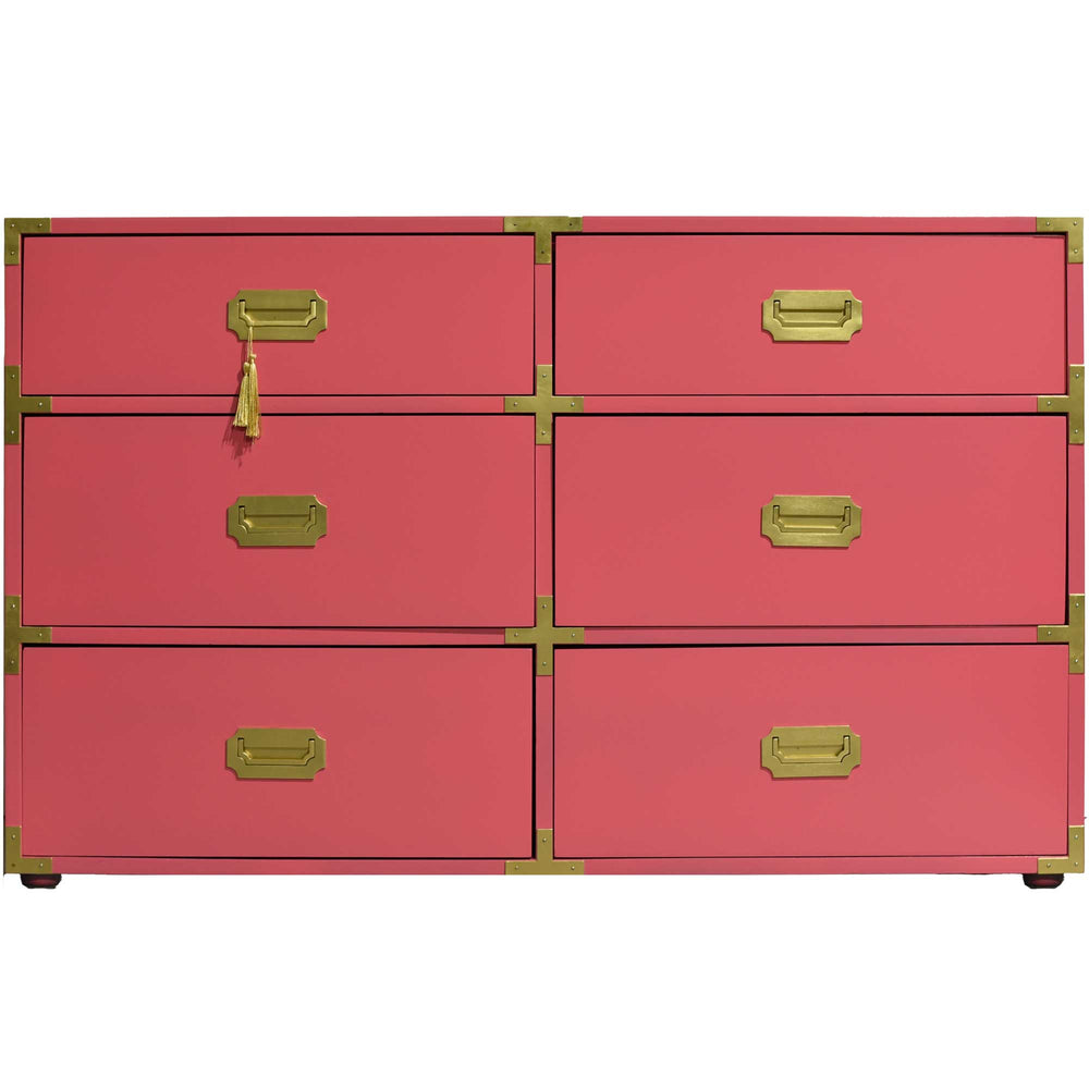 Vintage 6 Drawer Campaign Dresser in Pink by Homan Furniture - Newly Painted