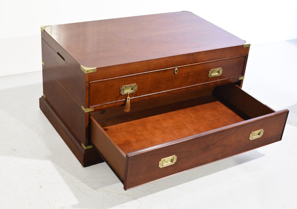 Vintage Campaign Style Lift Top Coffee Table or Storage Box