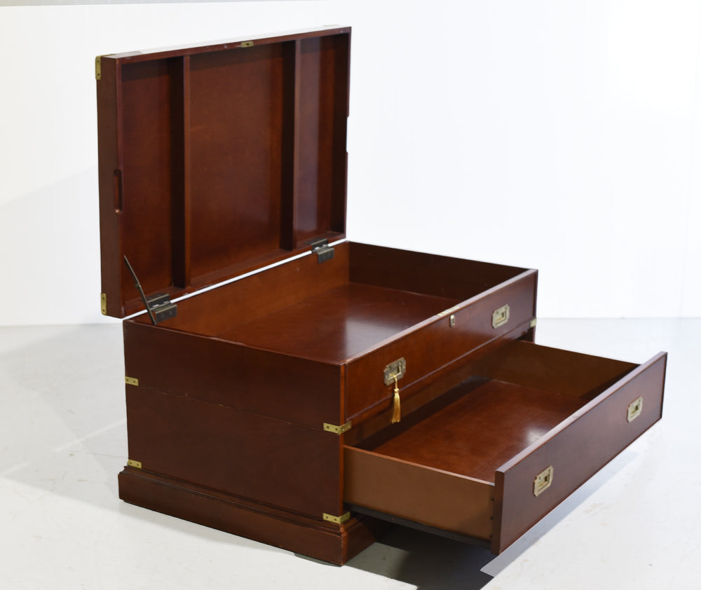 Vintage Campaign Style Lift Top Coffee Table or Storage Box