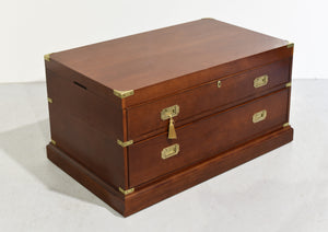 Vintage Campaign Style Lift Top Coffee Table or Storage Box