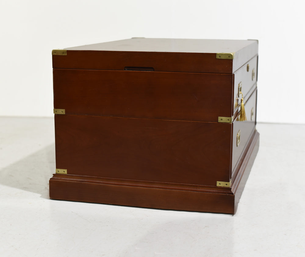 Vintage Campaign Style Lift Top Coffee Table or Storage Box