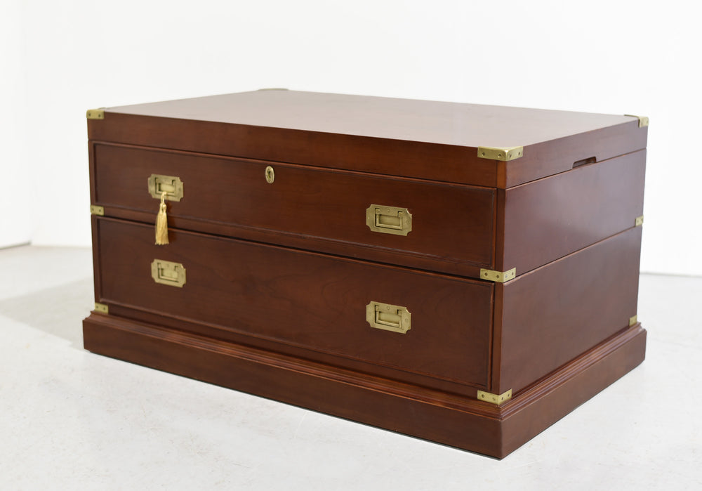 Vintage Campaign Style Lift Top Coffee Table or Storage Box