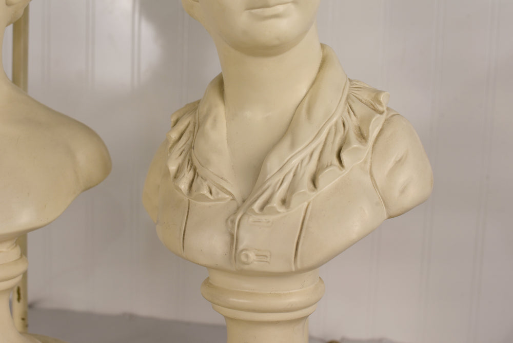 Vintage Cast Plaster Busts Louise & Alexandre Brongniart Lamps Reproductions - a Pair
