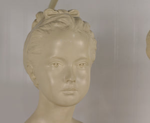 Vintage Cast Plaster Busts Louise & Alexandre Brongniart Lamps Reproductions - a Pair