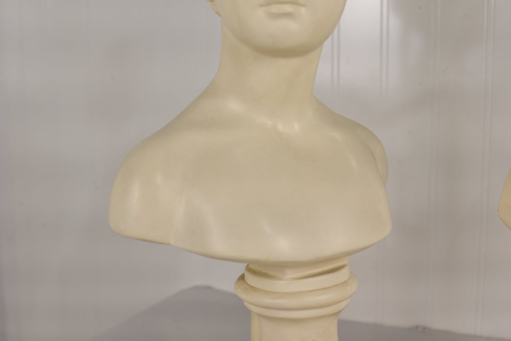 Vintage Cast Plaster Busts Louise & Alexandre Brongniart Lamps Reproductions - a Pair