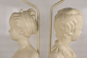 Vintage Cast Plaster Busts Louise & Alexandre Brongniart Lamps Reproductions - a Pair