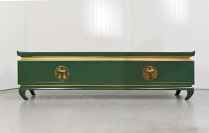 Vintage Chin Hua Ming Table or Bench in Green and Gold - Newly Painted