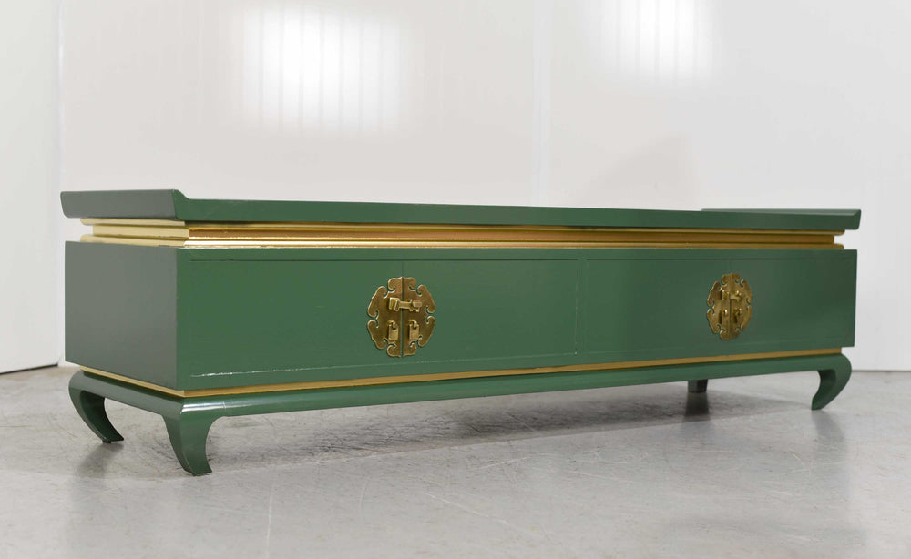 Vintage Chin Hua Ming Table or Bench in Green and Gold - Newly Painted