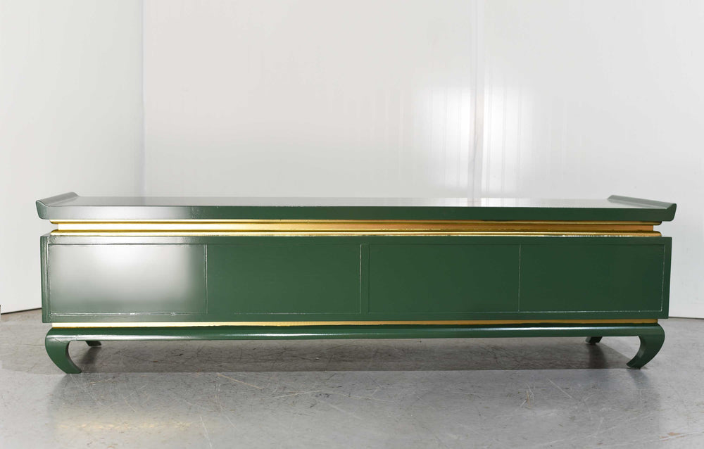 Vintage Chin Hua Ming Table or Bench in Green and Gold - Newly Painted