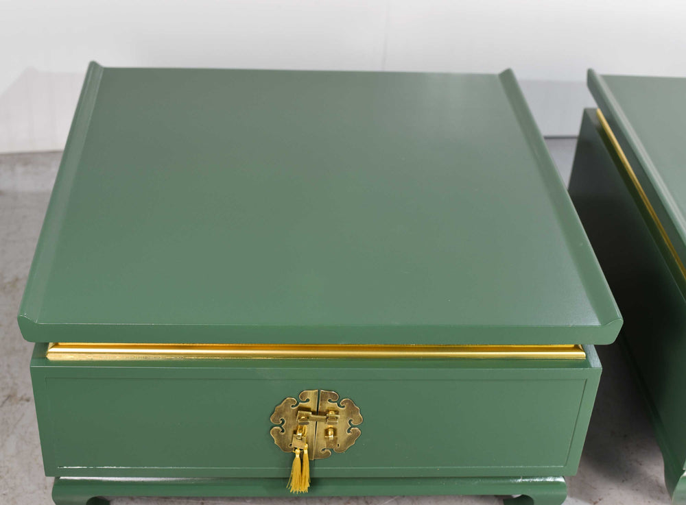 Vintage Chin Hua Ming Tables in Green and Gold  - Newly Painted