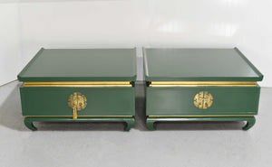 Vintage Chin Hua Ming Tables in Green and Gold  - Newly Painted