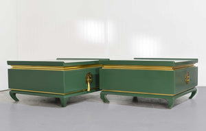 Vintage Chin Hua Ming Tables in Green and Gold  - Newly Painted