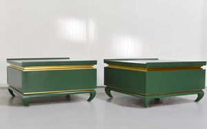 Vintage Chin Hua Ming Tables in Green and Gold  - Newly Painted