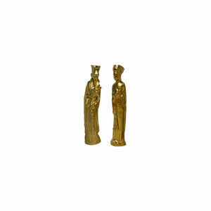 Vintage Chinese King and Queen Immortal Figurines in Gold - A Pair