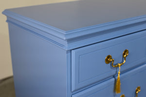 Vintage Chippendale Style 7 Drawer Dresser in Blue - Newly Painted