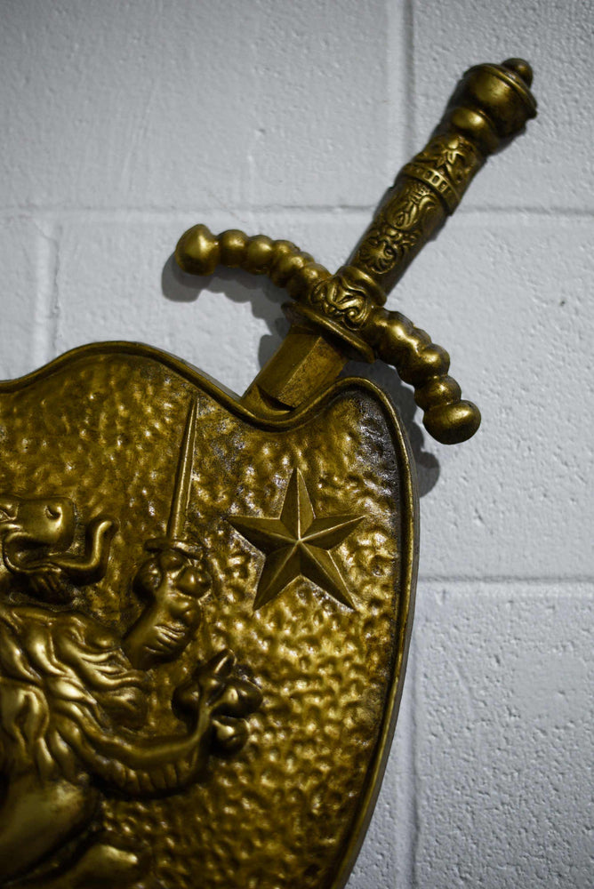 Antique Spanish Wall Crest with Crossed Sword Display