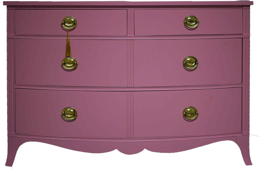 Vintage Federal Style Bow Front Mahogany 4 Drawer Dresser in Pink by D –  Firebird Furniture