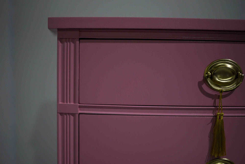 Vintage Federal Style Bow Front Mahogany 4 Drawer Dresser in Pink by D –  Firebird Furniture