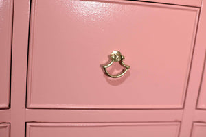 Vintage Federal Style Serpentine Front Mahogany Dresser in Pink by Morganton Furniture - Newly Painted