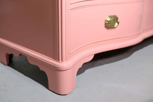 Vintage Federal Style Serpentine Front Mahogany Dresser in Pink by Morganton Furniture - Newly Painted