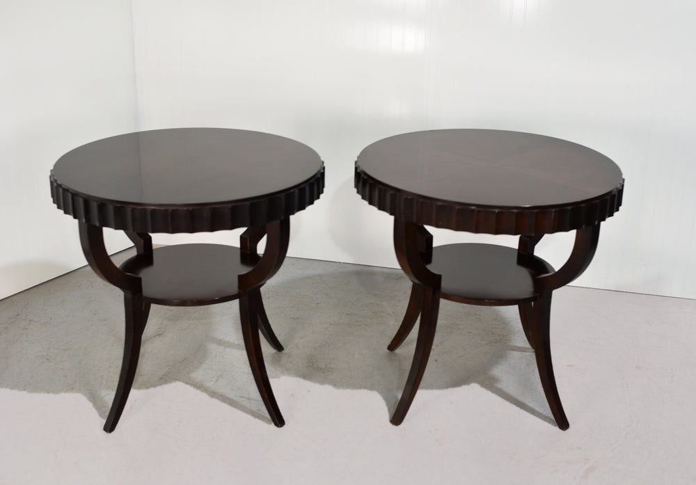 Vintage Fluted-Edge Lamp Tables by Sherrill Occasional Collection - A Pair