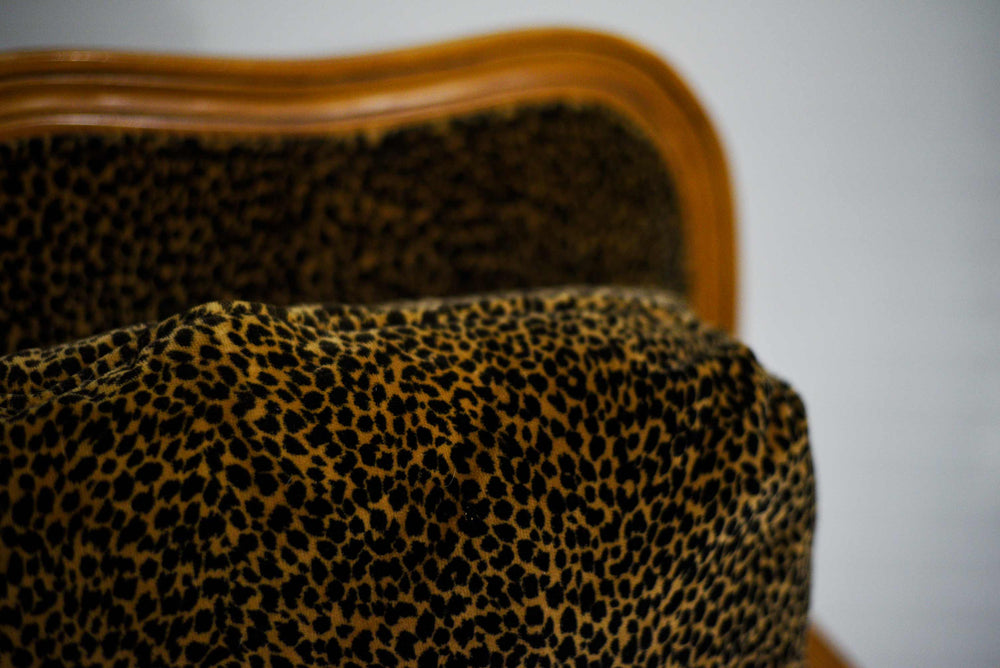 Vintage French Leopard Print Upholstery Bergere Chairs - A Pair