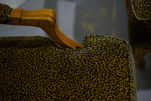 Vintage French Leopard Print Upholstery Bergere Chairs - A Pair