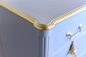 Vintage French Louis XVI Style Commode in Blue and Gold by John Widdecomb - Newly Painted