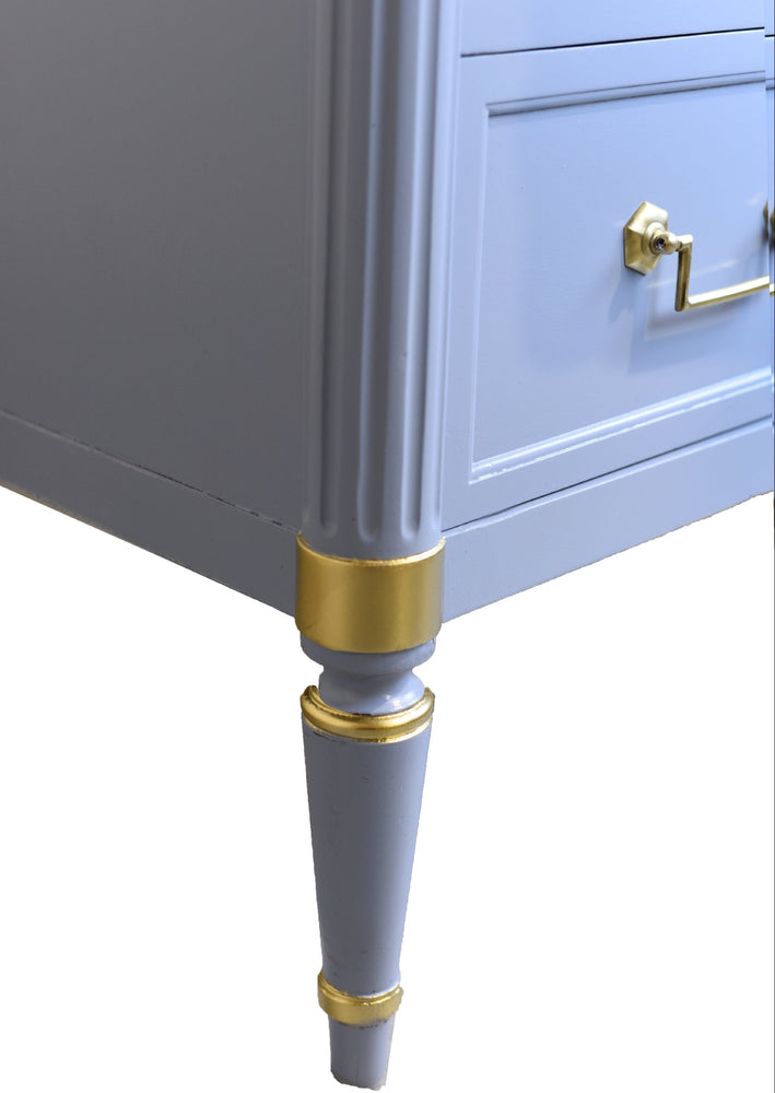 Vintage French Louis XVI Style Commode in Blue and Gold by John Widdecomb - Newly Painted