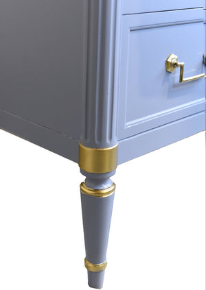 Vintage French Louis XVI Style Commode in Blue and Gold by John Widdecomb - Newly Painted