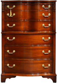 PAINT TO ORDER Vintage Georgian Style Mahogany Tall Chest of Drawers with Brass Bail Hardware