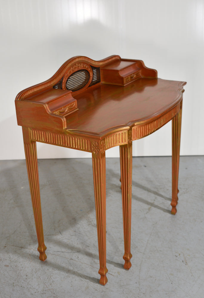 Vintage Neoclassical Cane Desk or Vanity and Chair