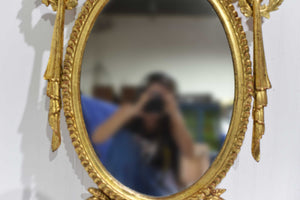 Vintage Neoclassical Wreath and Swag Giltwood Wall Mirror
