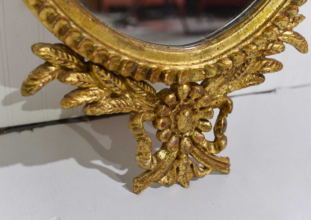 Vintage Neoclassical Wreath and Swag Giltwood Wall Mirror