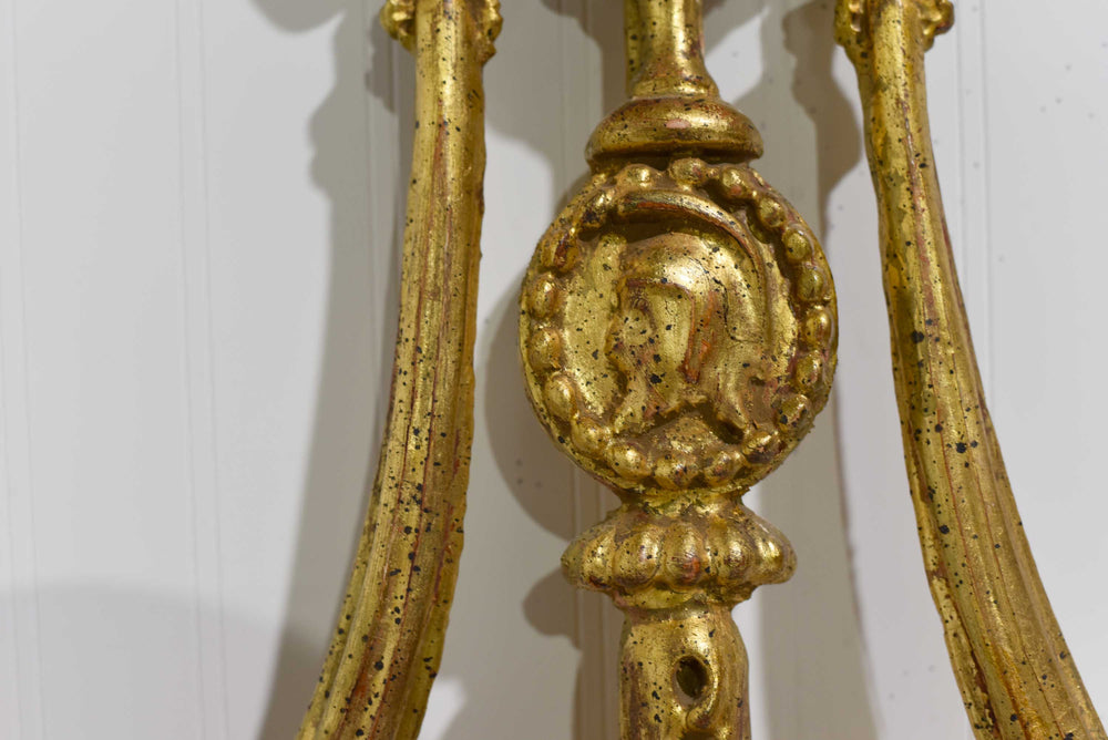 Vintage Neoclassical Wreath and Swag Giltwood Wall Mirror