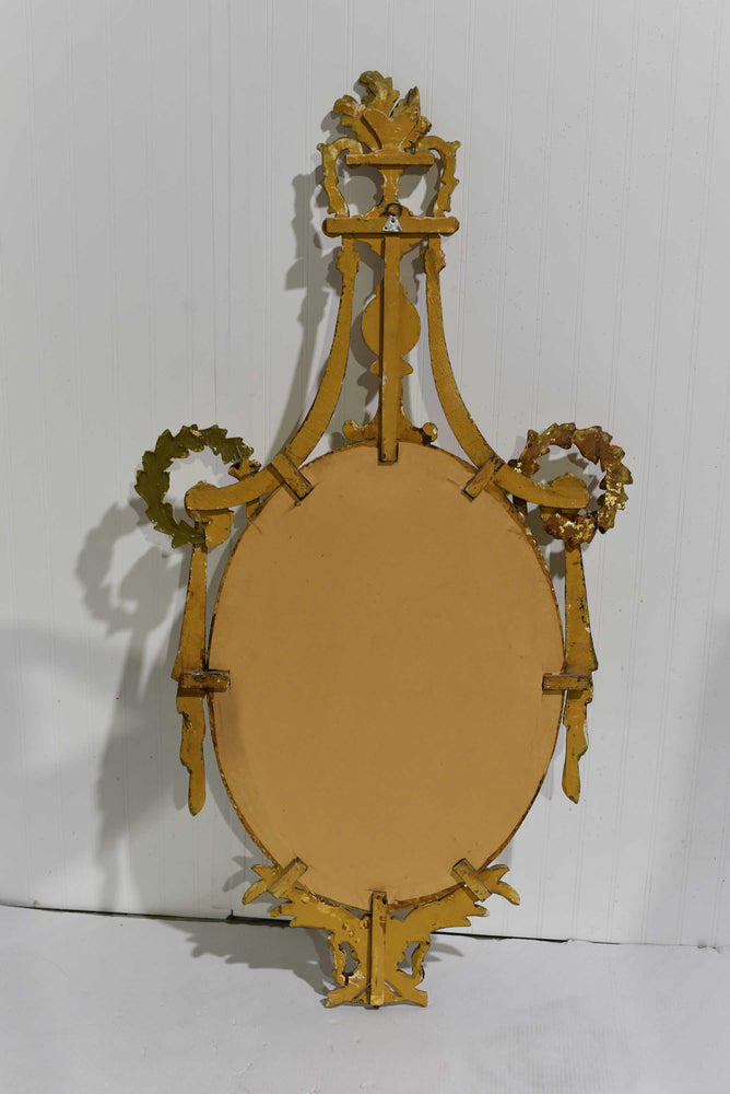Vintage Neoclassical Wreath and Swag Giltwood Wall Mirror