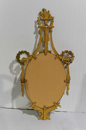 Vintage Neoclassical Wreath and Swag Giltwood Wall Mirror