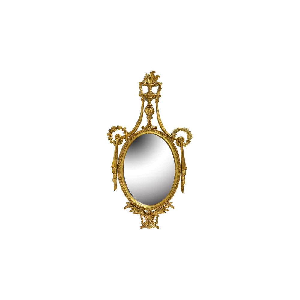 Vintage Neoclassical Wreath and Swag Giltwood Wall Mirror