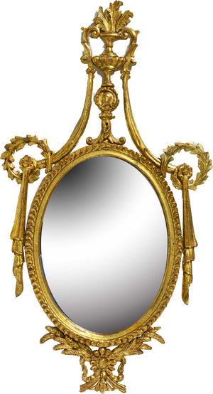 Vintage Neoclassical Wreath and Swag Giltwood Wall Mirror
