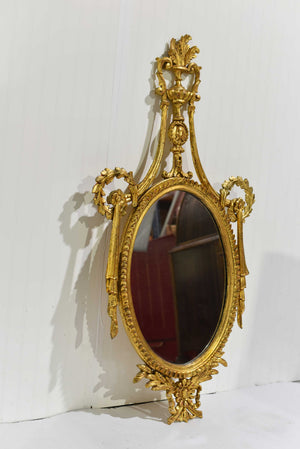 Vintage Neoclassical Wreath and Swag Giltwood Wall Mirror